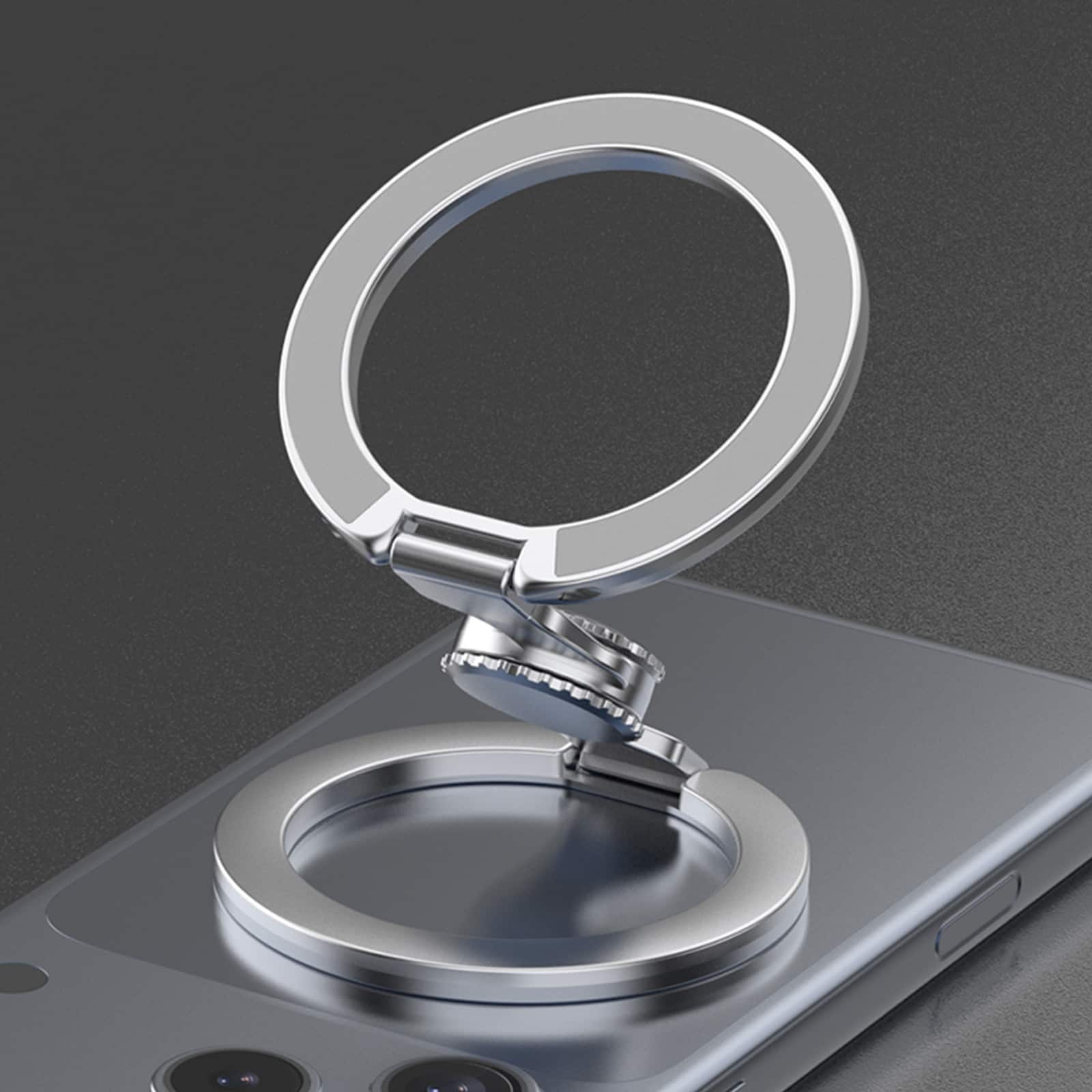 Dteck - Double Sided Magnetic Phone Grip Ring Holder for Apple iPhone, Foldable Zinc Alloy Stand with Fun Gyro Spinner Function - Silver price history on PriceWatchPro