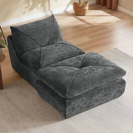 Loheer - Loheer- Dark Gray Chenille Sectional Sofa Modern Modular Couch With Ottoman For Apartment 2.79x3.38x2.66 ft - Dark Gray