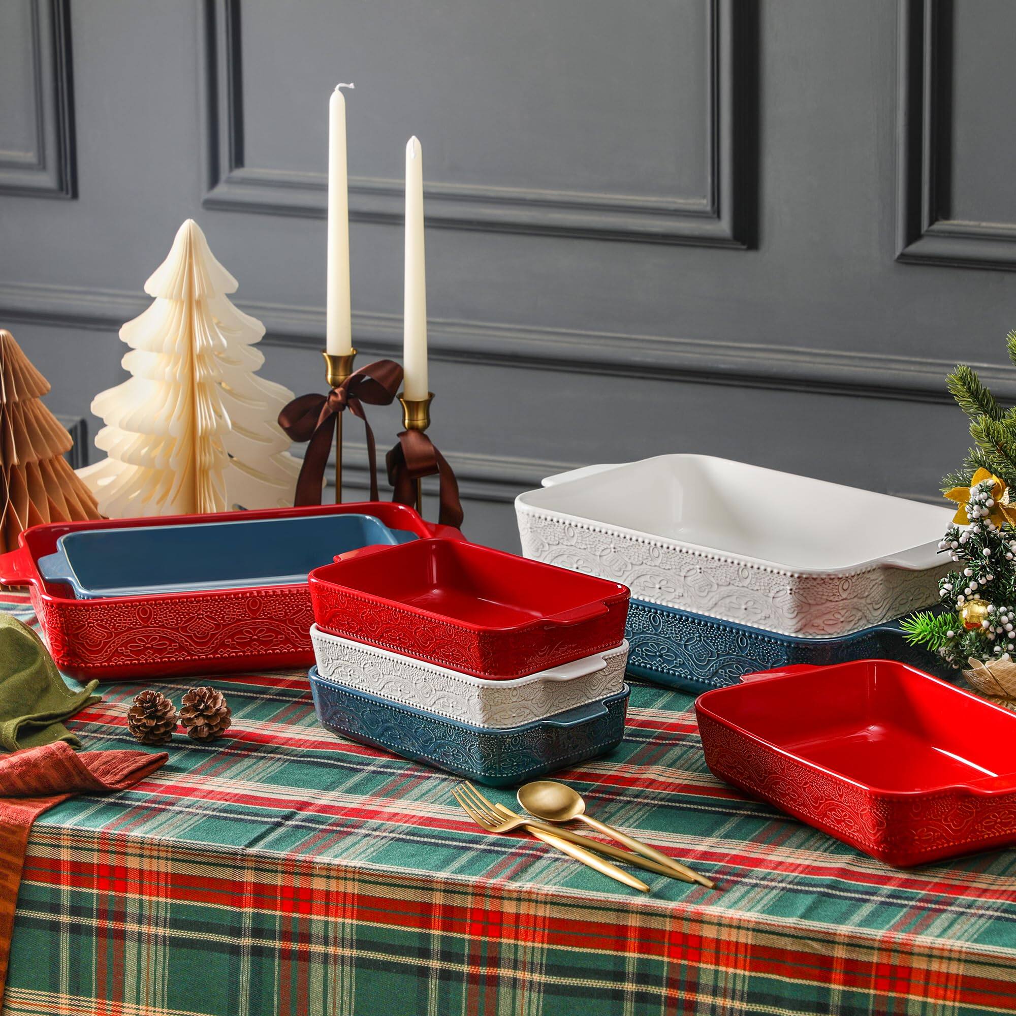 Alt View 5. PARKER SLATER - Ceramic Baking Dish Set Of 3 Casserole Dishes For Oven Ideal Stewing Roasting And Holiday Feasts. The Gift Mother's D....