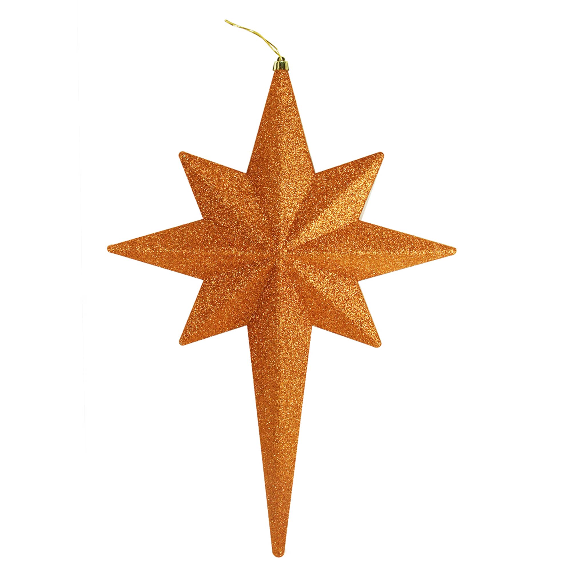 Christmas Central - 20" Burnt Glittered Bethlehem Star Shatterproof Christmas Ornament - Orange