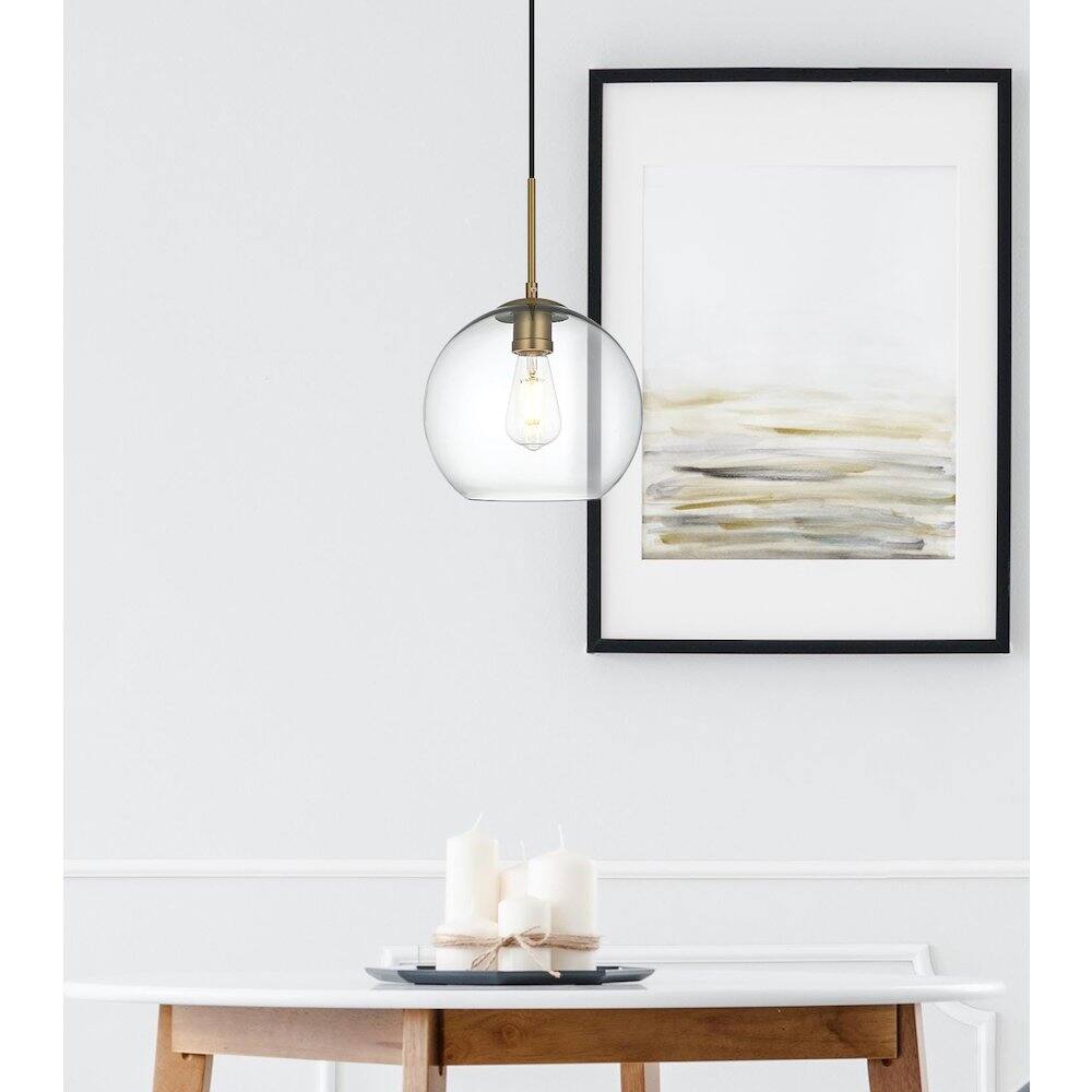 Alt View 6. Living District - Baxter 10 Inch Pendant Clear Shade in Satin Gold - Satin Gold And Clear.