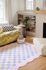 Front. Lanyspace - 5'x7' Area Rug, Washable Rugs, Non-Slip and Tear-Resistant Soft Carpet, Pet & Child Friendly Mellow Pastel Rug - Multicolor.