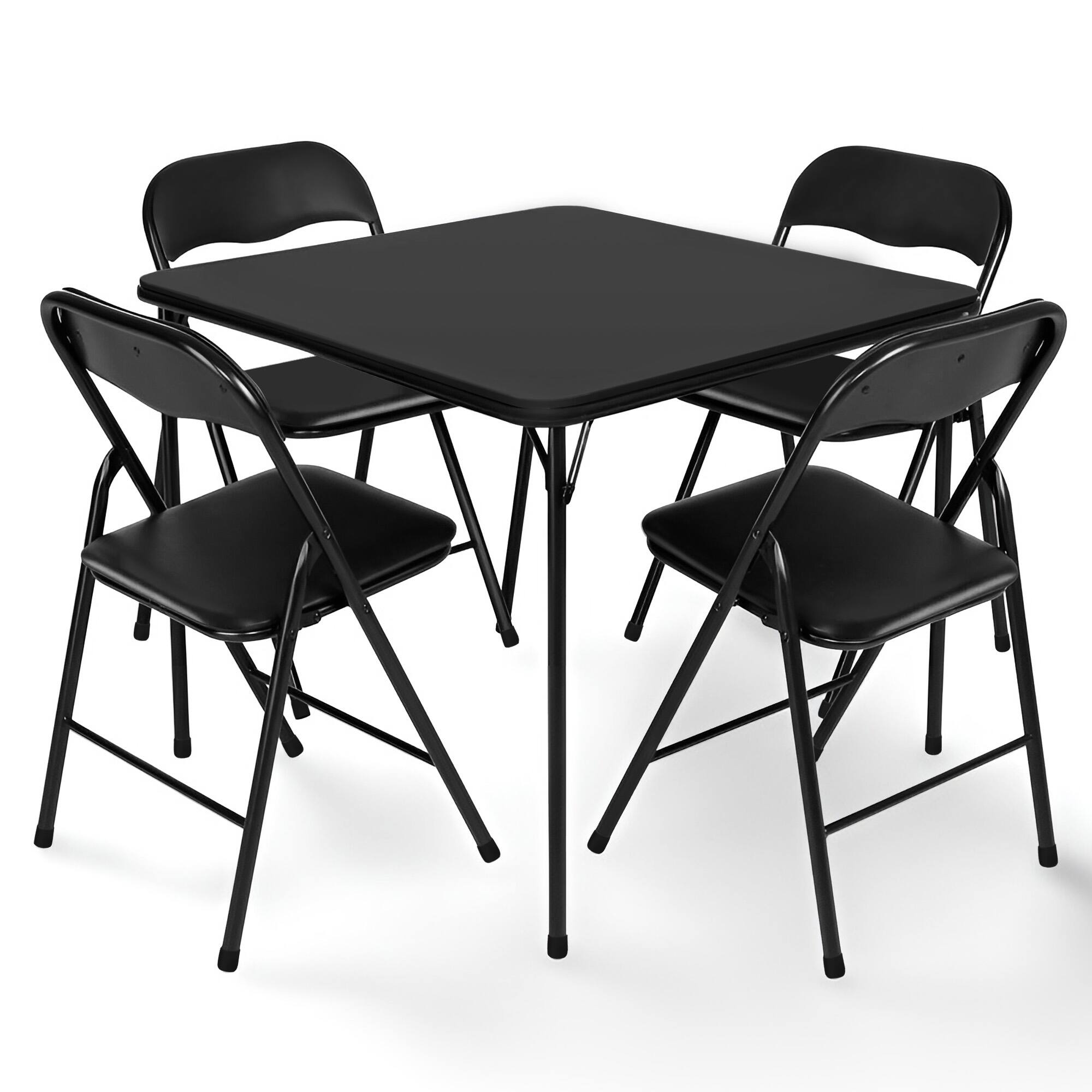 Front. Peakform - Peakform 5 Piece Folding Vinyl Tables and Chairs for Home Use and Indoor Spaces - black.