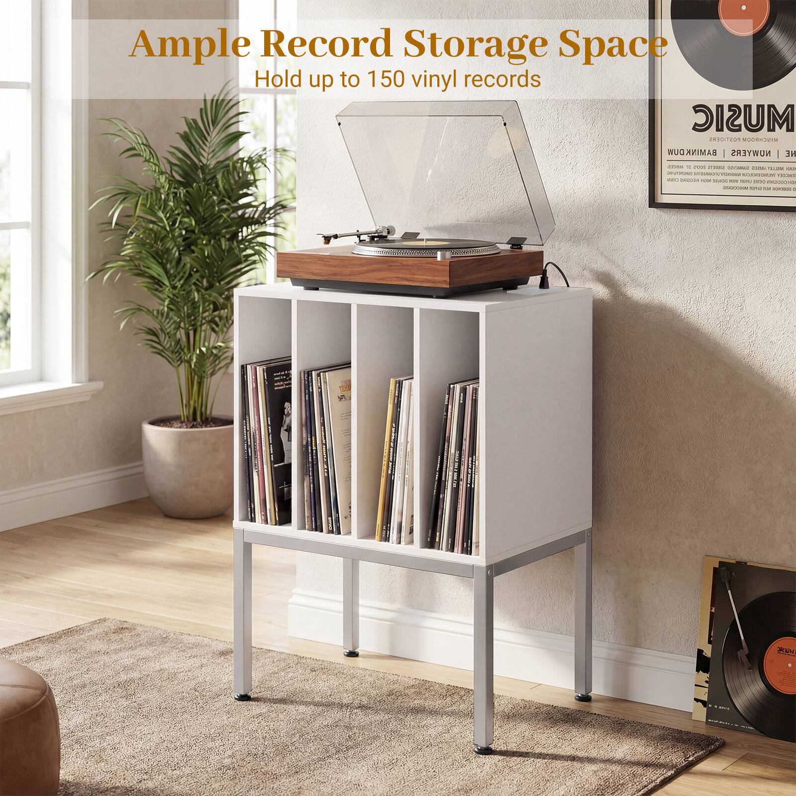 Ample Record Storage Space  
Hold up to 150 vinyl records