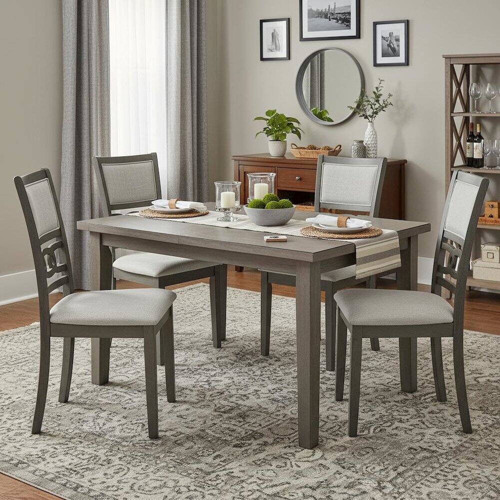 Alt View 4. FurniFact - Wood Dining Chair Set of 2 - Gray.