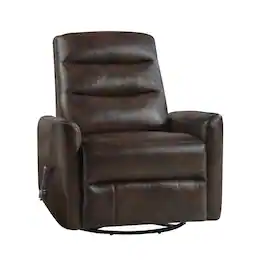 New Classic Furniture - Takami Faux Leather Swivel Recliner - Brown