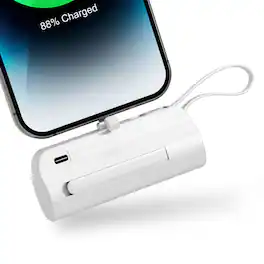 Luckbyte - 4500mAh Mini Capsule Power Bank - Portable Plug-and-Play Emergency Charger with Stand, Classic White