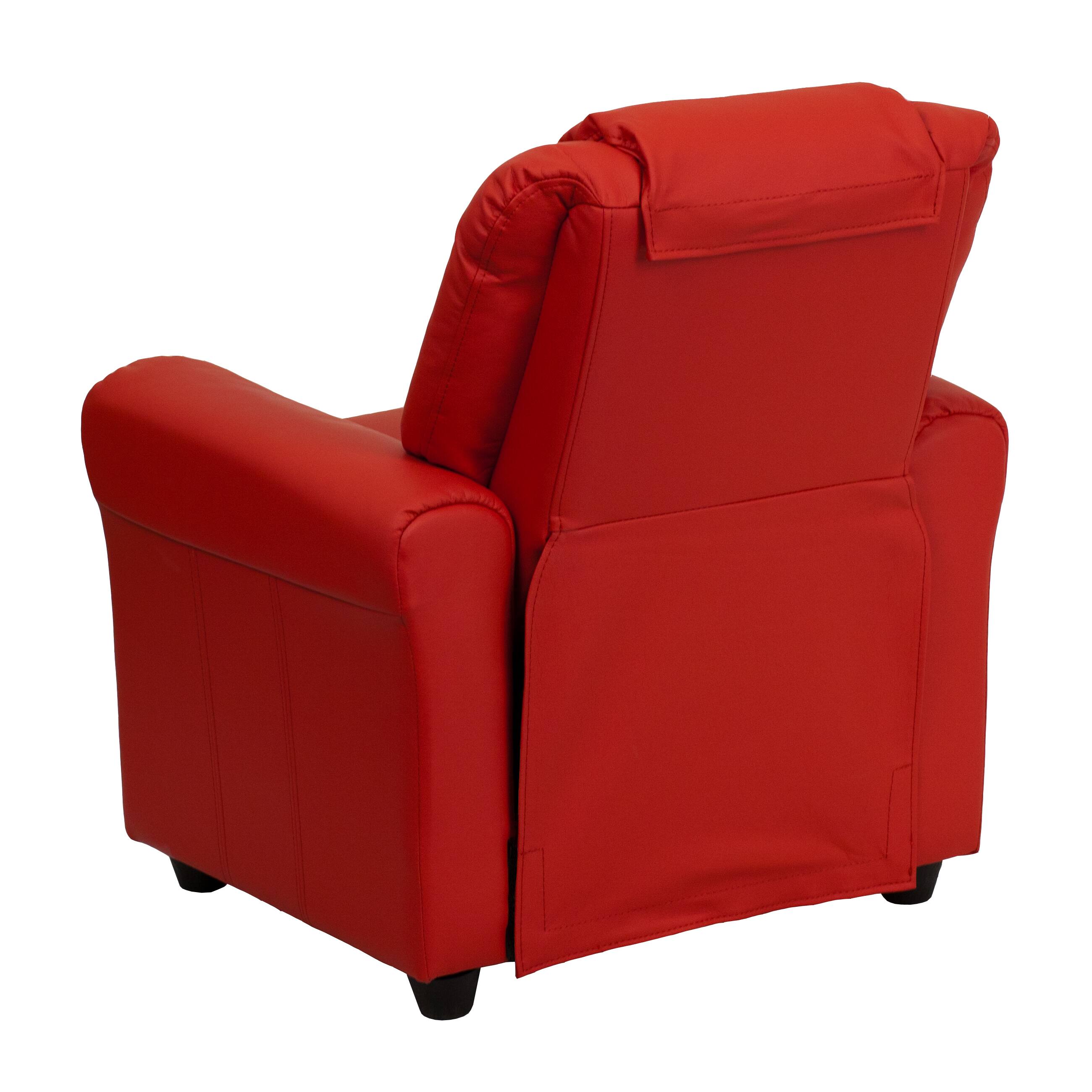 Alt View 11. Alamont Home - Contemporary Kids Recliner with Cup Holder and Headrest - Red Vinyl.
