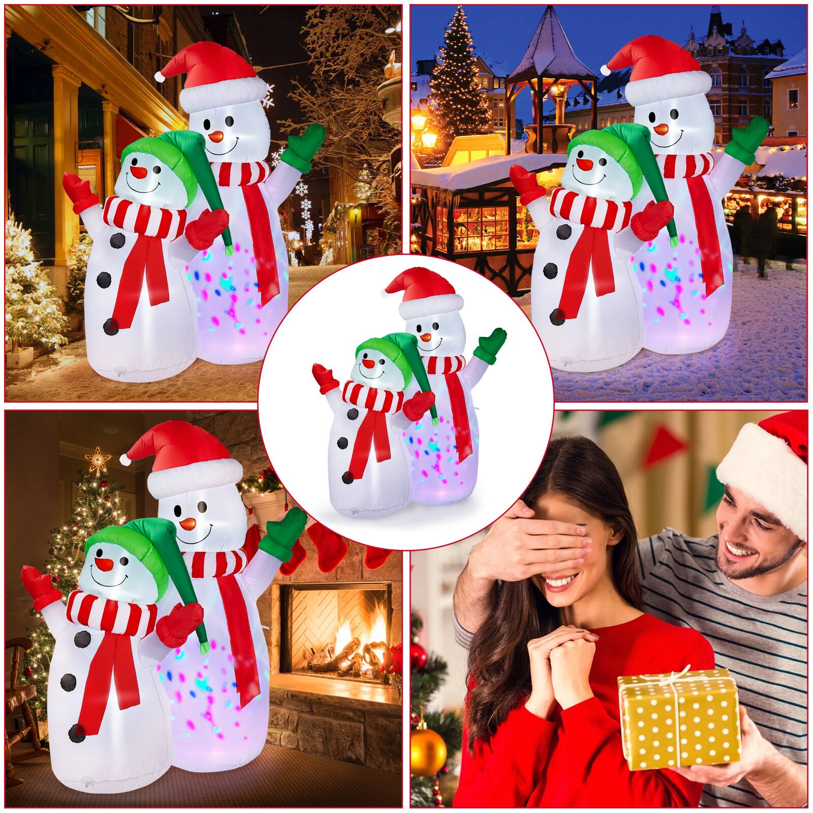 Alt View 5. CAMULAND - 6FT Inflatable Christmas Decorations Snowman with Built-in LED Lights for Outdoor Blow-up Decor - White.