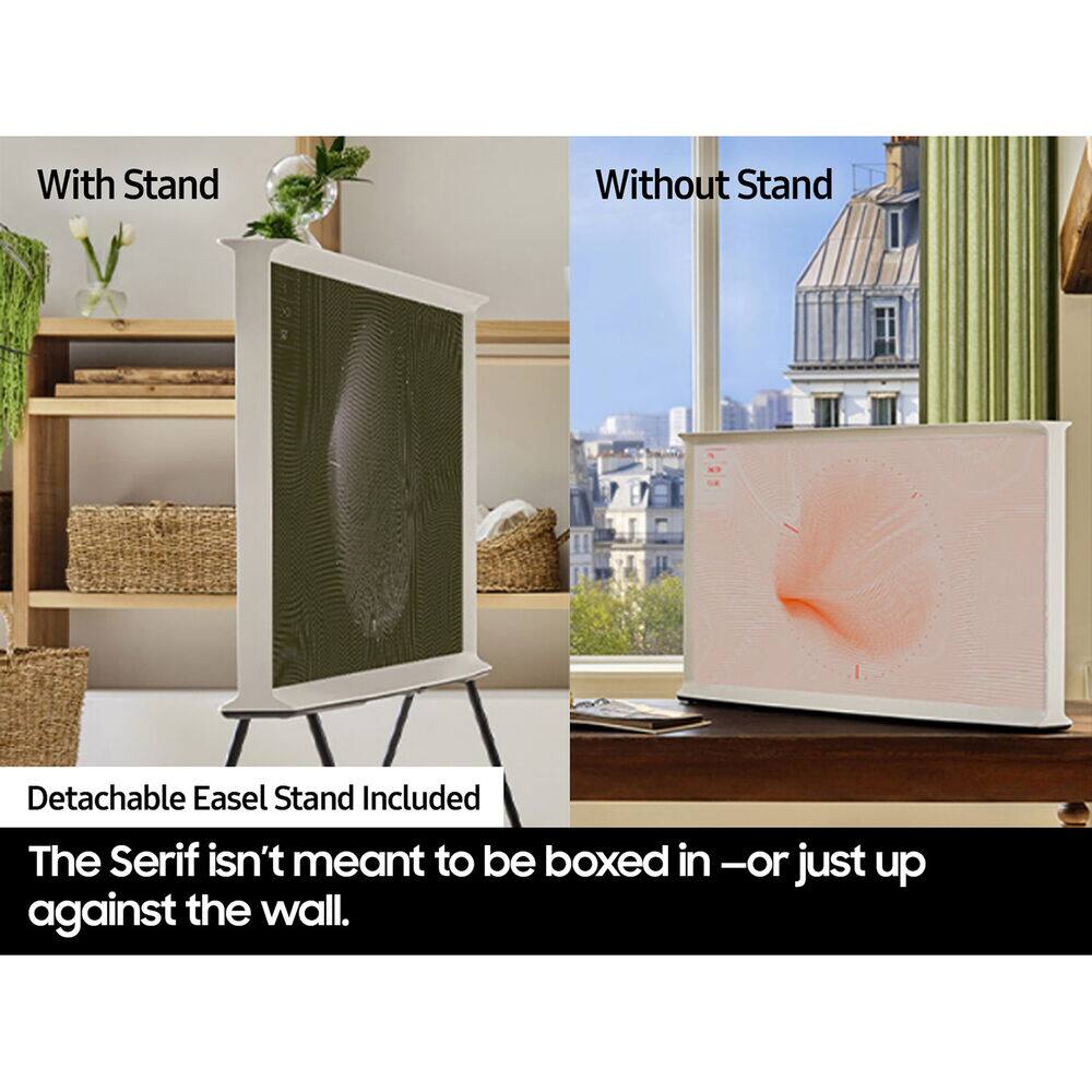 With Stand  
Without Stand  

Detachable Easel Stand Included  

The Serif isn't meant to be boxed in — or just up against the wall.