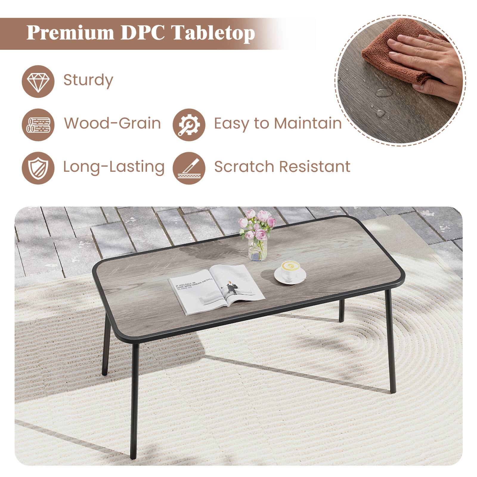 Premium DPC Tabletop

- Sturdy
- Wood-Grain
- Long-Lasting
- Easy to Maintain
- Scratch Resistant
