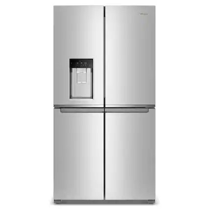 Front. Whirlpool - Whirlpool - 19.1 Cu. Ft. Counter Depth 4 Door Refrigerator with Ice Maker in Door - Stainless Steel - Fingerprint Resistant Stainless Steel.