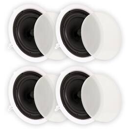 Theater Solutions by Goldwood - TS80C in Ceiling 8" Speakers Surround Sound Home Theater 2 Pair Pack - Paintable White