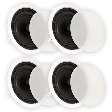 Front. Theater Solutions by Goldwood - TS80C in Ceiling 8" Speakers Surround Sound Home Theater 2 Pair Pack - Paintable White.