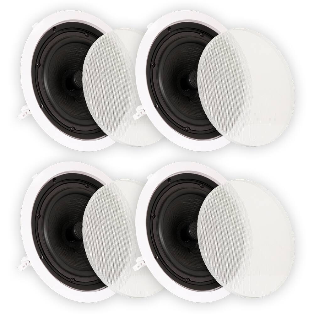 Front. Theater Solutions by Goldwood - TS80C in Ceiling 8" Speakers Surround Sound Home Theater 2 Pair Pack - Paintable White.