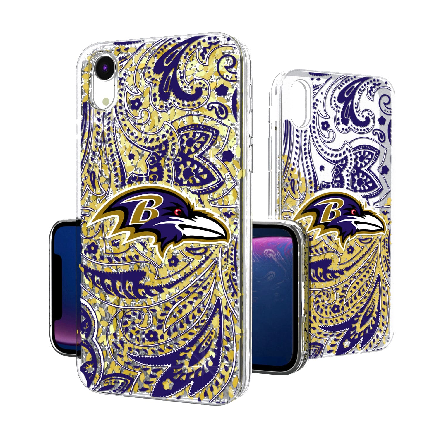 Keyscaper - NFL - Baltimore Ravens iPhone Paisley Design Glitter Case - 14 - Multicolor