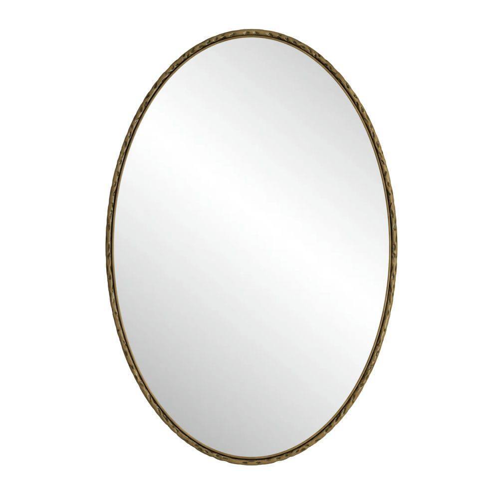 Alt View 5. Kadyn - Iron Art Oval Retro Mirror with Antique Effect, Elegant Wall Hanging Mirror for Bathroom/Bedroom, Gold.