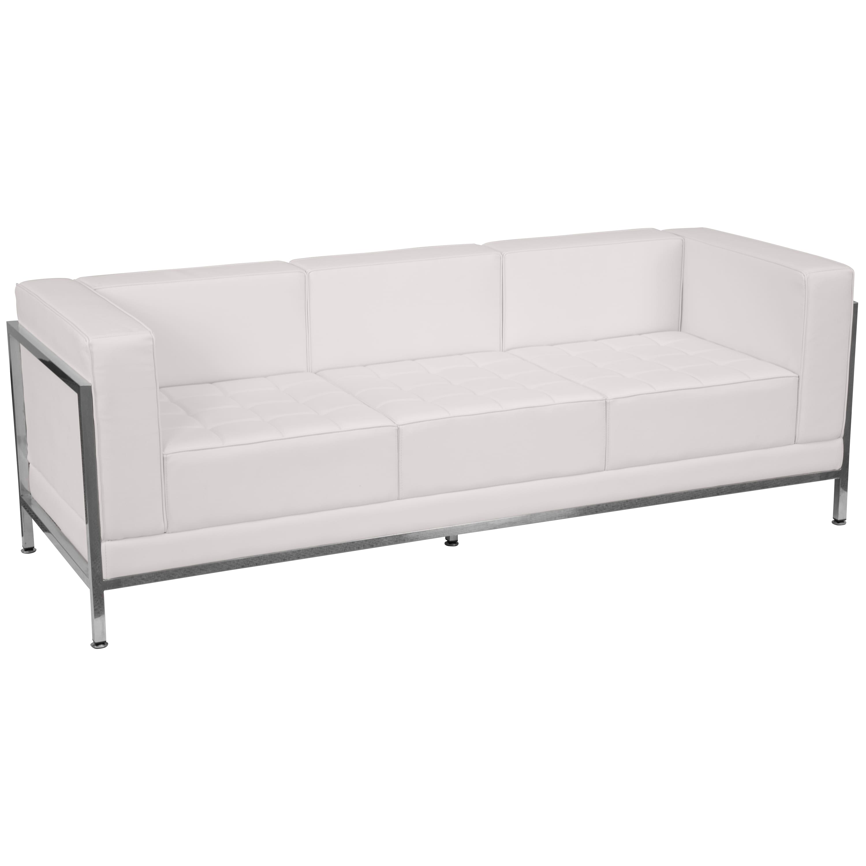 Flash Furniture - HERCULES Imagination Series Contemporary Melrose White LeatherSoft Sofa with Encasing Frame - White
