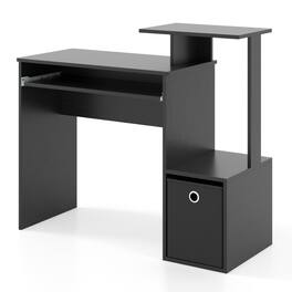 SlickBlue - Space-Saving Computer Desk with Pull-Out Keyboard Tray for Home or Office - Black