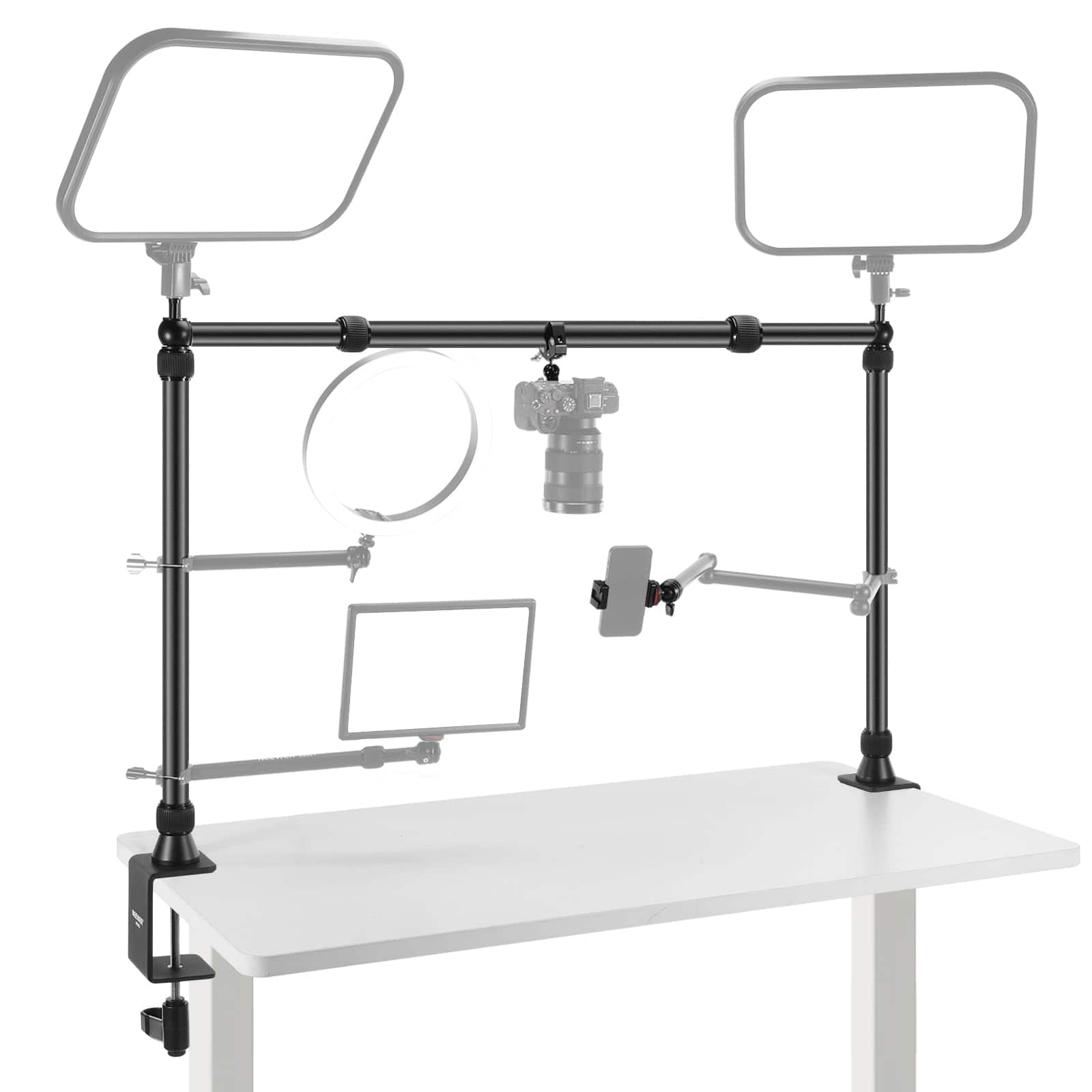 Neewer - Overhead Camera Mount Rig - Adjustable Platform with 2 Ball Heads & Super Clamp for Multi-Device