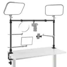 Front. Neewer - Overhead Camera Mount Rig - Adjustable Platform with 2 Ball Heads & Super Clamp for Multi-Device - Black.