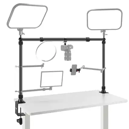 Front. Neewer - Overhead Camera Mount Rig - Adjustable Platform with 2 Ball Heads & Super Clamp for Multi-Device - Black.