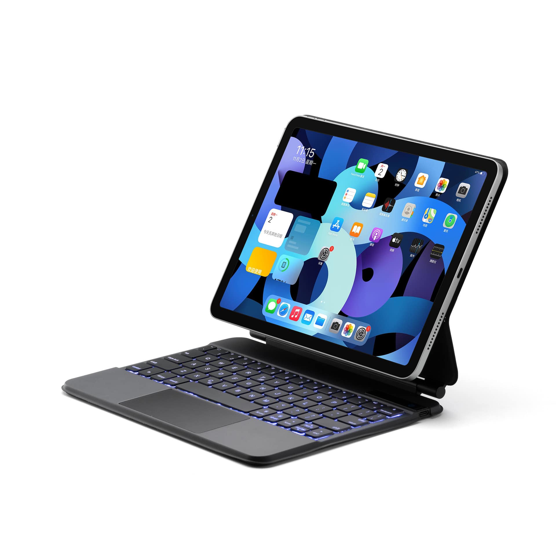 Cluzine - Magic Floating Keyboard Magnetic Bluetooth 7-Color Backlit Wireless for iPad Pro 11 Inch - Dark Gray