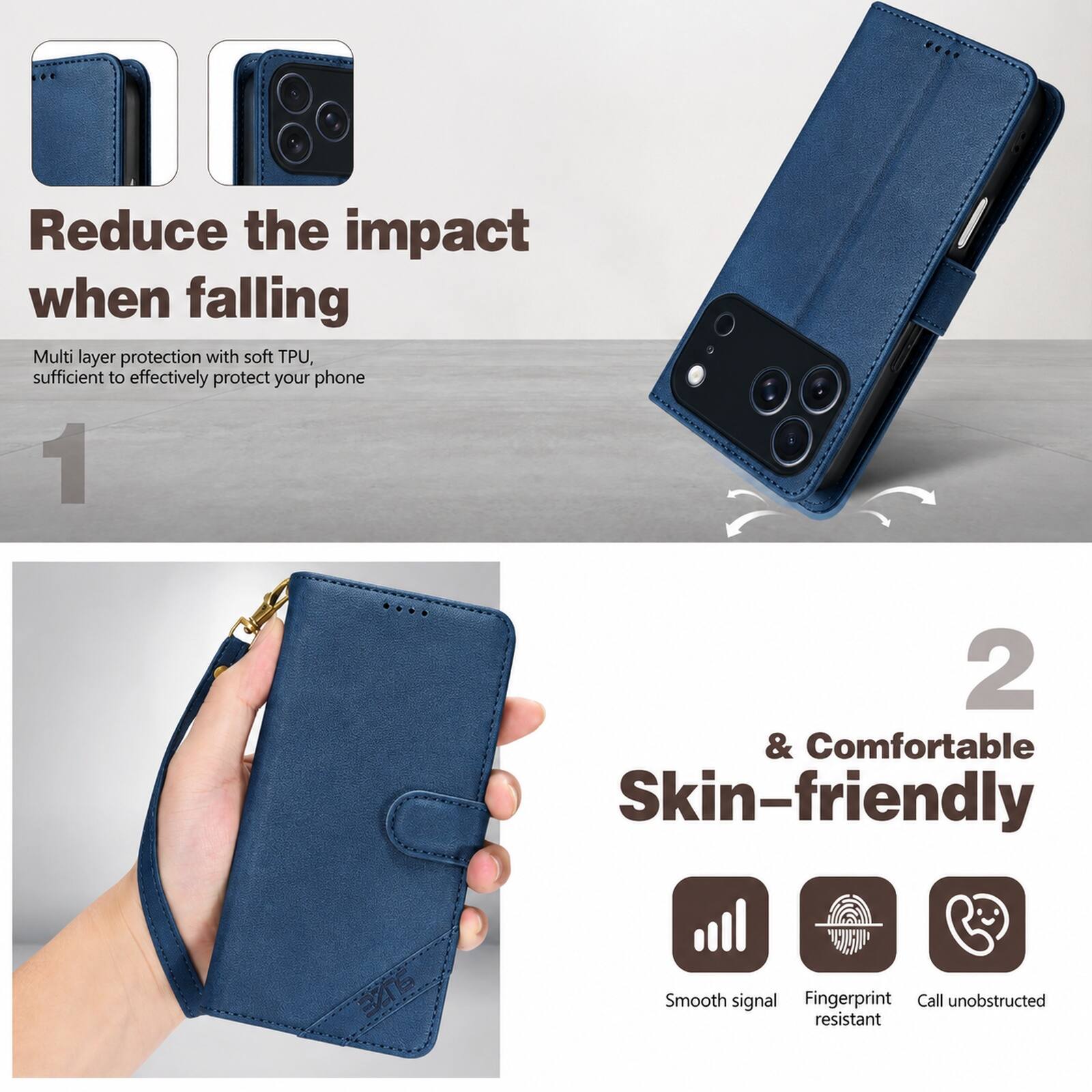 Reduce the impact when falling  
Multi layer protection with soft TPU, sufficient to effectively protect your phone  

& Comfortable Skin-friendly  
Smooth signal  
Fingerprint resistant  
Call unobstructed