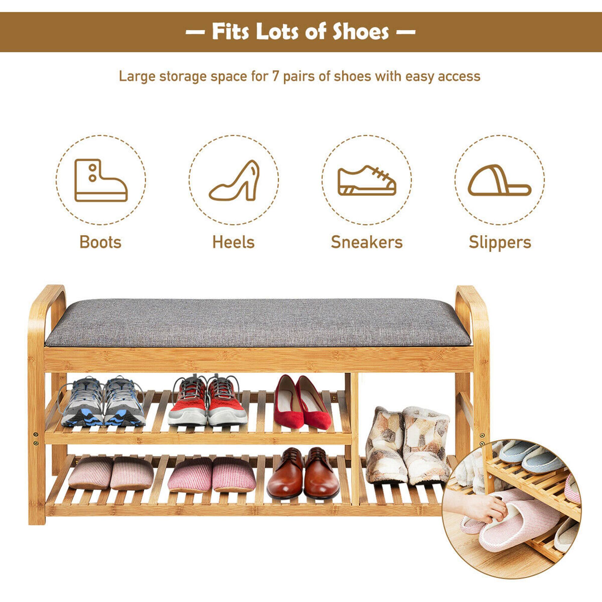 Fits Lots of Shoes: Large storage space for 7 pairs of shoes with easy access.