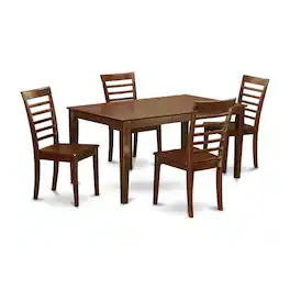 East West Furniture - 5 PC Dining room set for 4-Table and 4 Dining Chairs - Mahogany