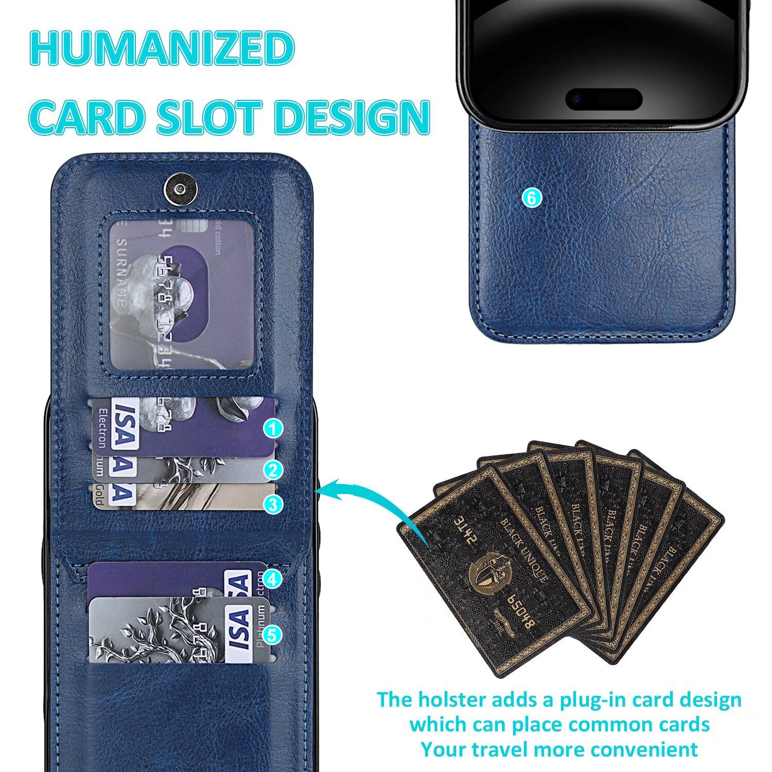 HUMANIZED CARD SLOT DESIGN

SURNAME: H E 5678 R
PE: cotton 6
Electron ISA num A Gold A 28
1 2 3 COEDO 4
ISA Platinum 5

3T#5 BLACK BLACK BLACK BLACK BLAGK BLAGK UNIQUE UNIQUE Fka BLACK

65048

The holster adds a plug-in card design which can place common cards. Your travel more convenient