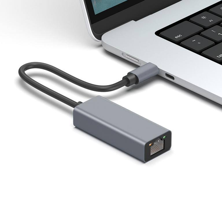 Left. Cubilan - Cubilan USB-C to Ethernet Adapter - Grey - Grey.