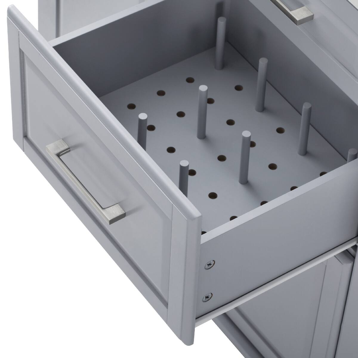 Alt View 8. Loheer - Loheer 50.7" Kitchen Island with Tilt Trash Can Cabinet, Rolling Kitchen Island with Drop Leaf, Grey Blue Kitchen Cart - Grey Blue.