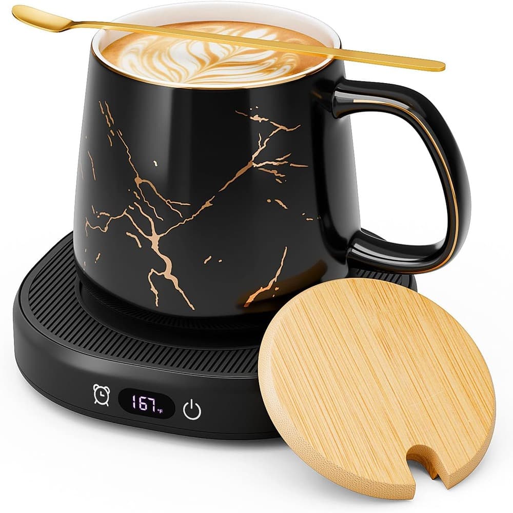 Schertz - Coffee Warmer & Marbled Mug Set – 4 Temps, Smart Heat, Auto Shut-Off - color: black Size: Luxury Marbling Mug