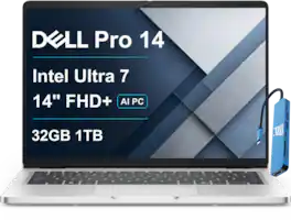 Dell - Upgraded - Pro 14 14" FHD+ Business AI Laptop - Intel Core Ultra 7 255U 2025 - 32GB Memory - 1TB SSD - Windows 11 Pro - Silver