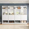 Front. Aheaplus - 100 Inch Sturdy Wardrobe System with 16 Drawers and Mirrors, Modular Closet System for Closet/Bedroom - White.