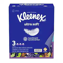 Kleenex - Ultra Soft Facial Tissue, 3-Ply, 120 Tissues/Box, 3 Boxes/Pack (54314)