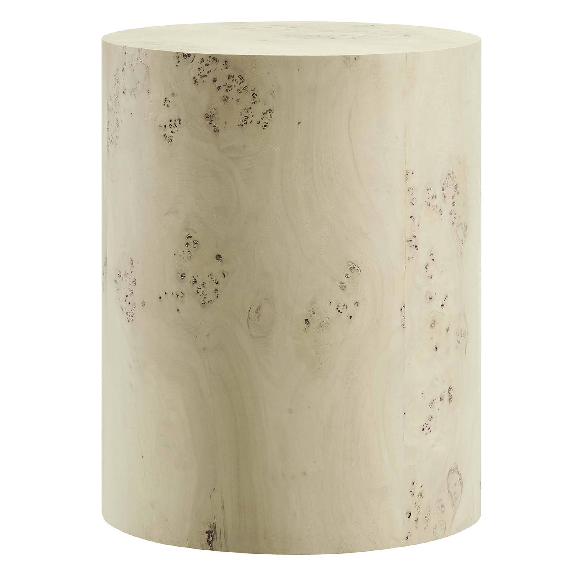 Angle. Modway - Cosmos 16" Round Burl Wood Side Table by Modway - Bleached Burl.