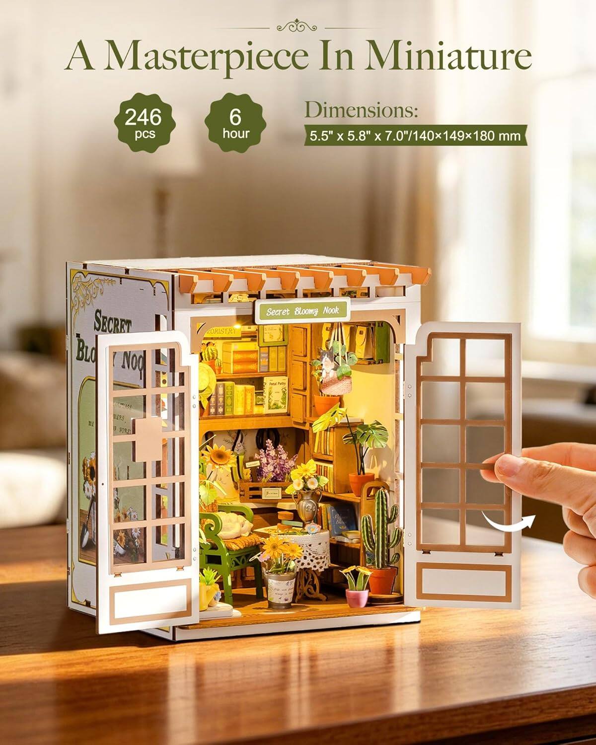 A Masterpiece In Miniature

246 pcs
6 hour

Dimensions: 5.5" X 5.8" X 7.0"/140x149x180 mm

SECRET Bloomy Nook