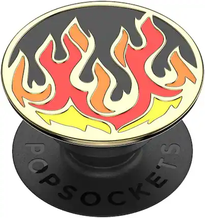 Front. PopSockets - PopSocket PopGrip Enamel Flame on Black - Black.