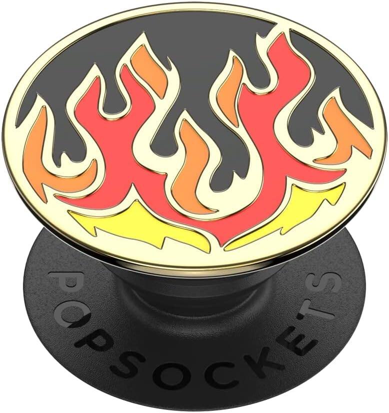 Front. PopSockets - PopSocket PopGrip Enamel Flame on Black - Black.