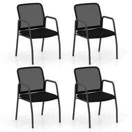 Gymax - Meeting Room Chair Set of 4 Waiting Room Chairs w/ Ergonomic Backrest & Armrests - Black