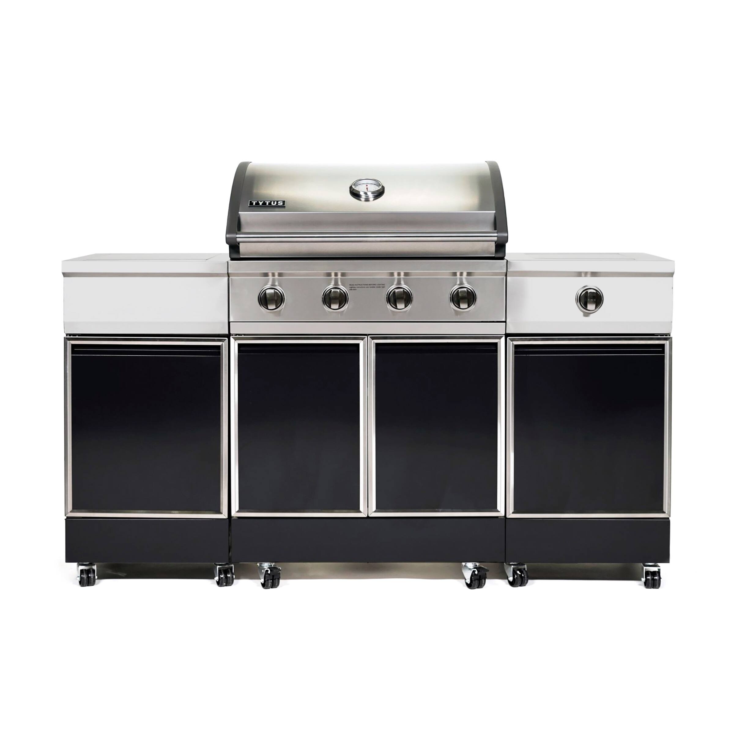 Angle. TYTUS Grills - Stainless Steel Propane Grill Island - Charcoal Gray.