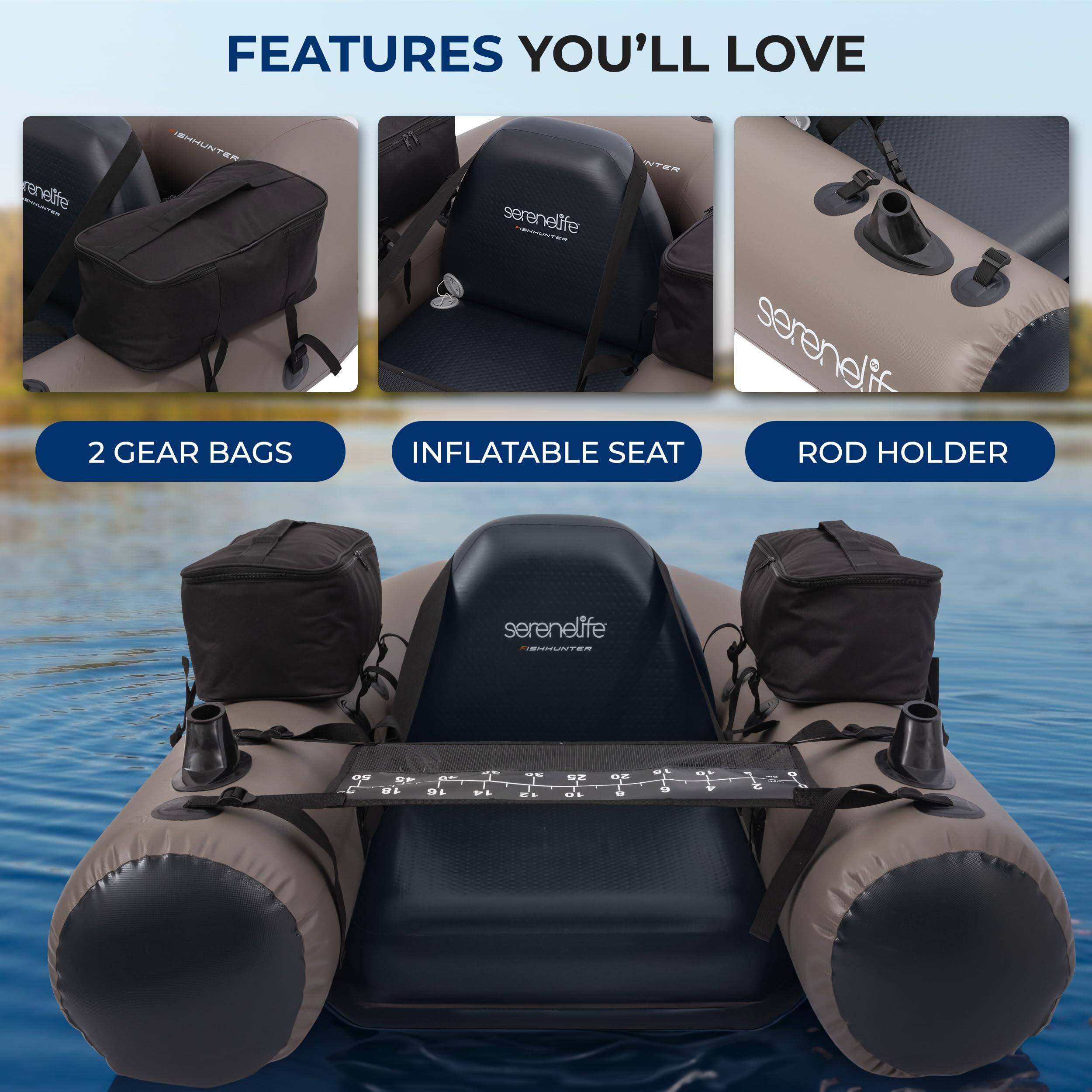 FEATURES YOU'LL LOVE

- 2 GEAR BAGS
- INFLATABLE SEAT
- ROD HOLDER