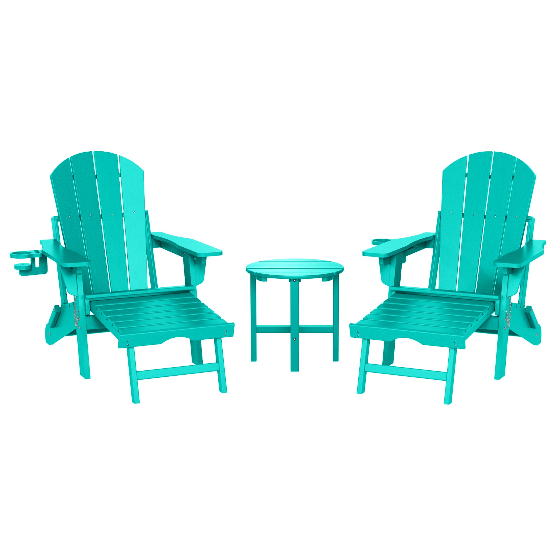 WestinTrends - Malibu 3-Piece Outdoor Folding Adjustable Adirondack Chair with Cup Holder & Side Table - Turquoise price history on PriceWatchPro