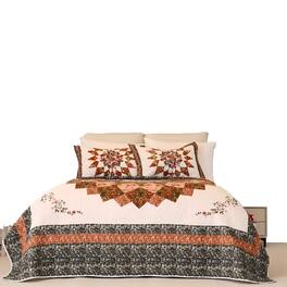 MarCielo - 3 Pcs Printed Floral Lightweight Quilt Bedspread Set Queen - multicolour