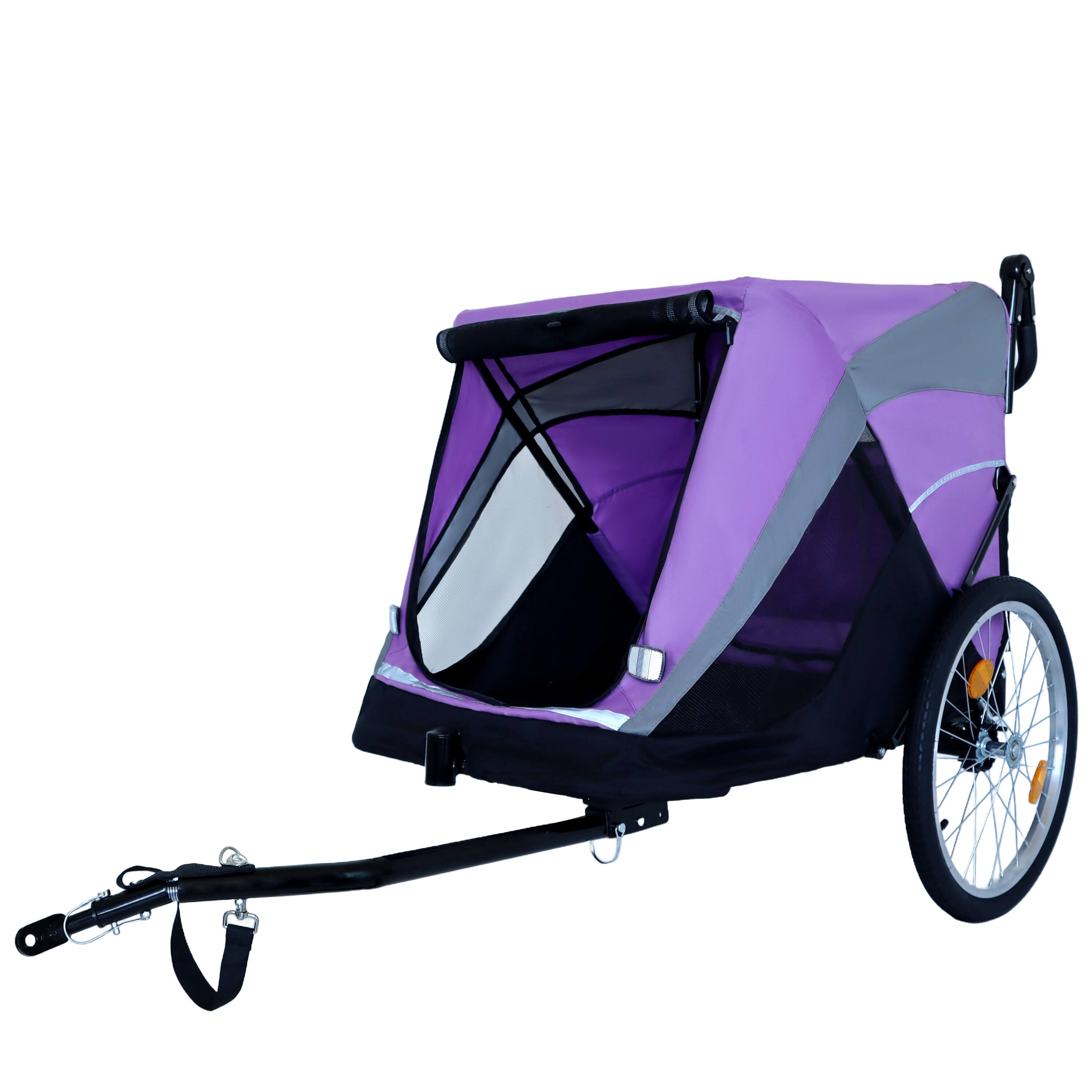Alt View 6. Siljoy - 2‑in‑1 Bike Trailer & Push Cart for Pets, 100 lb Capacity with Detachable Hitch, Swivel Wheel & Storage Pockets.