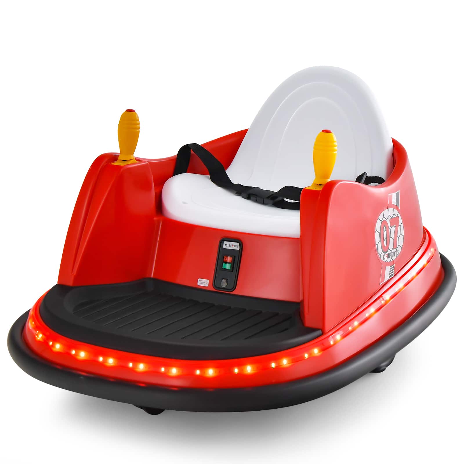 Front. Costway - Costway 12V Vehicle 360° Spin Race Toy Kids Ride On Bumper Car w/ Remote Control - Red.