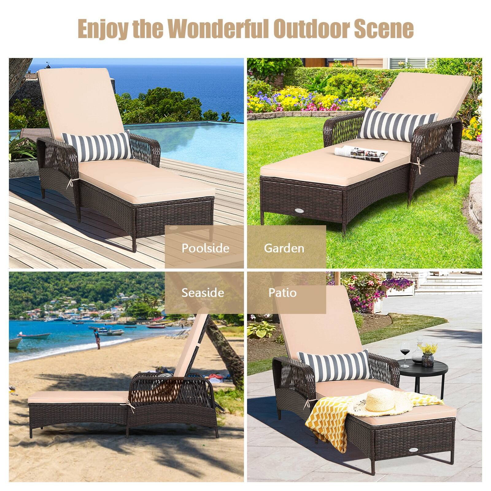 Enjoy the Wonderful Outdoor Scene

- Poolside
- Garden
- Seaside
- Patio