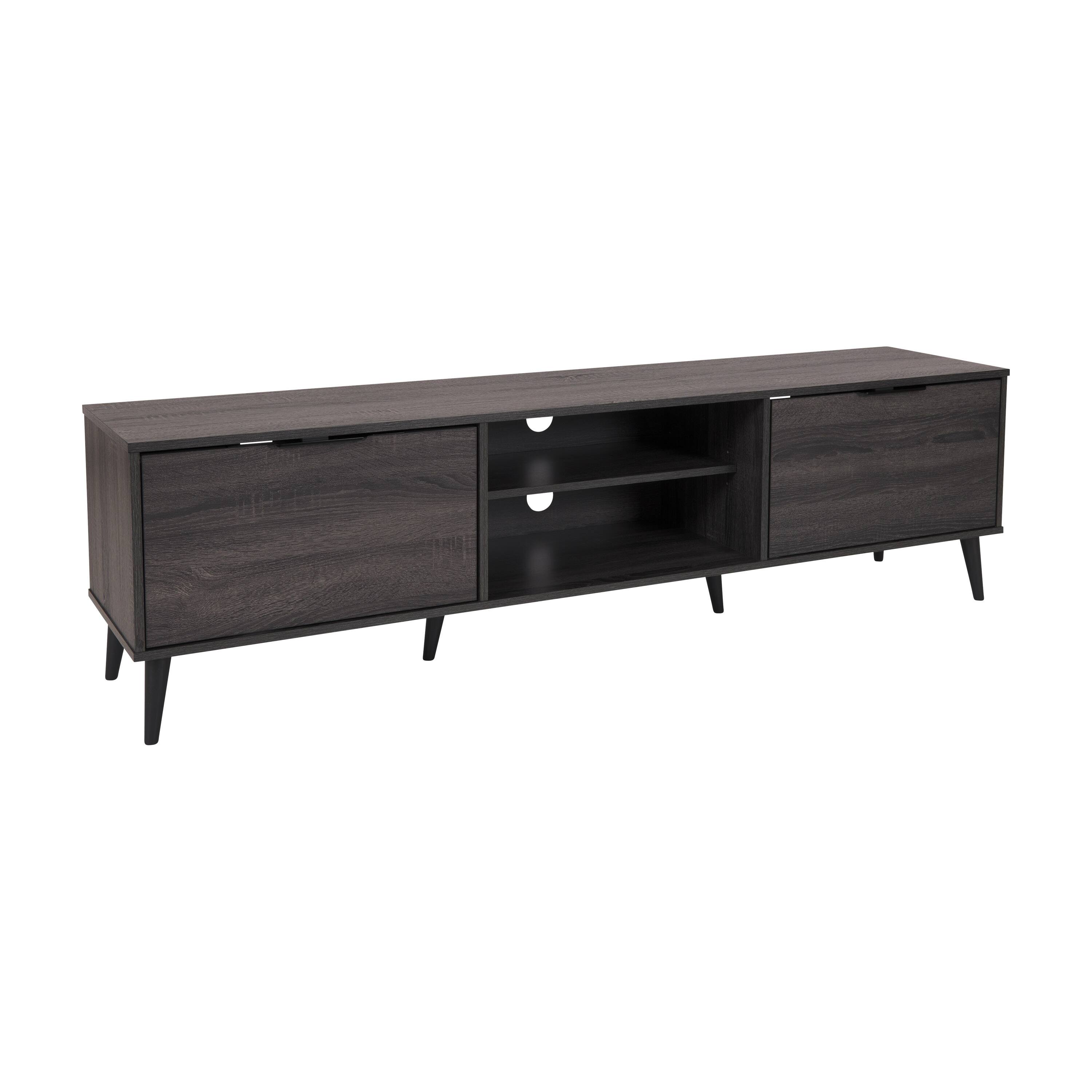Angle. CorLiving - Cole Collection TV Stand with Cabinets for Most TVs up to 85" - Dark Gray.